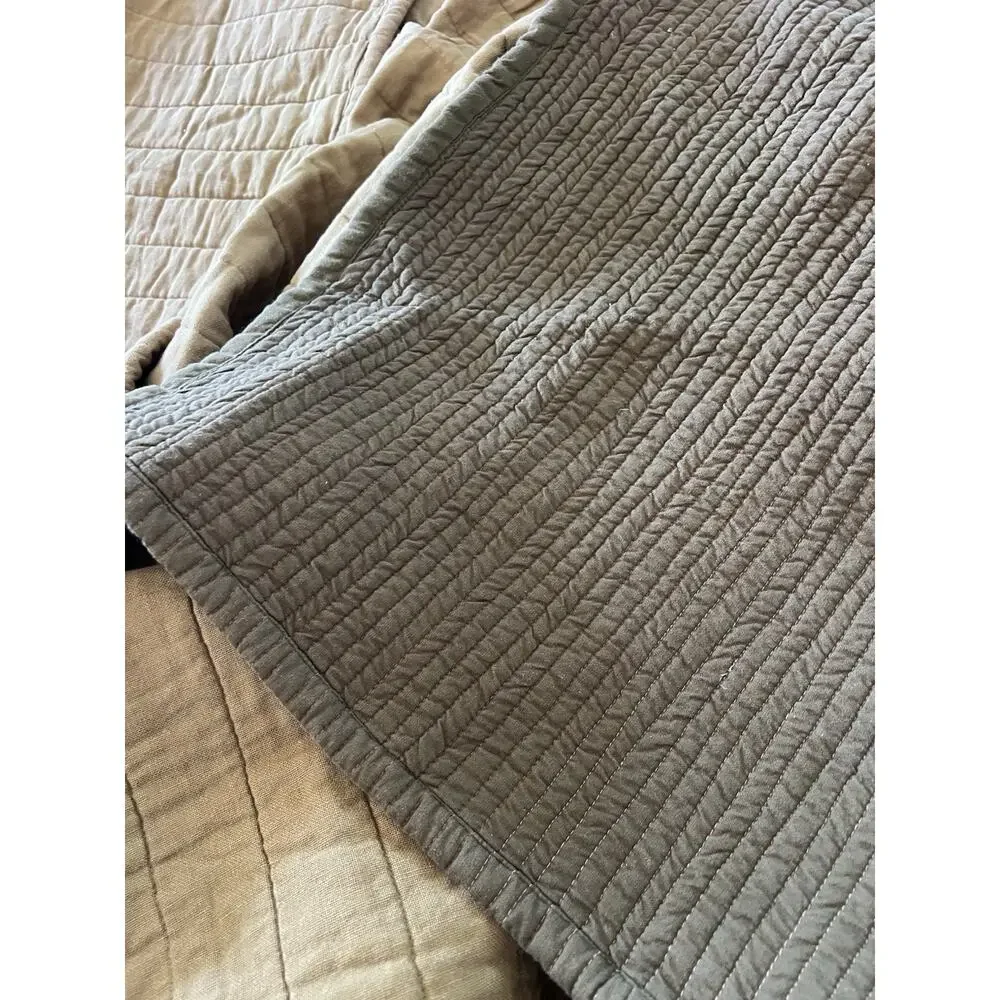 Calvin Klein Queen The Khaki Collection Quilted Heavy Weight Cotton Blanket